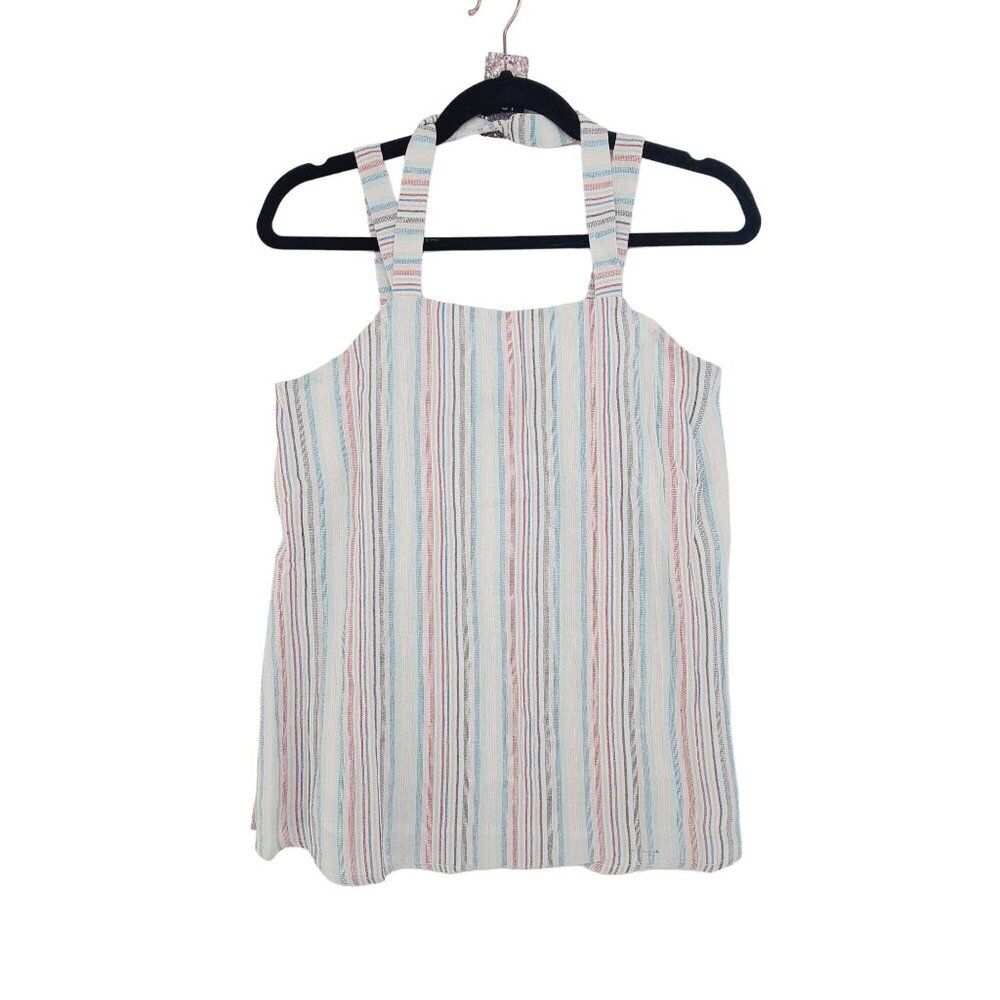 154 NWT Doe & Rae Sunkissed Stripes Open Back Halter Tank Top Multicolor